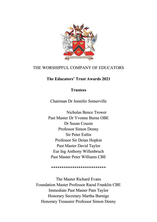 Cover of the awards booklet with full citations 2021